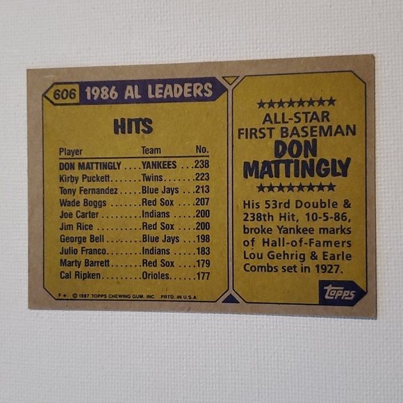 EUC. 1987 topps Don Mattingly all star error card double mustache and no… - Picture 2 of 5